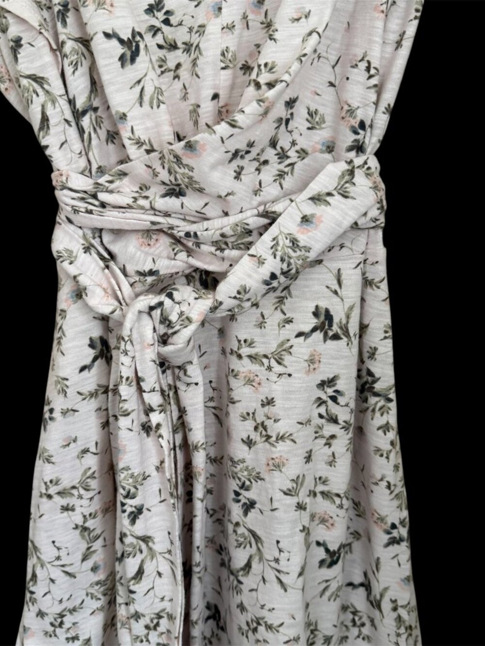 CeCe Floral Midi Dress XL Flutter Sleeve Belted Faux Wrap Boho Pink Cottagecore - Picture 4 of 8